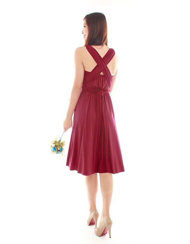 Cherie Convertible Classic Dress in Maroon